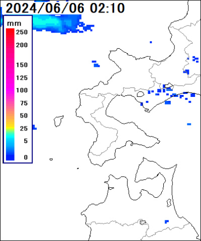 雨雲レーダー(渡島桧山地方)