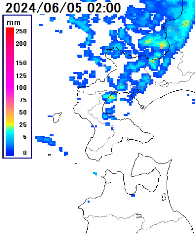 北海道 渡島の雨雲レーダー