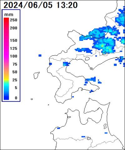 北海道 桧山の雨雲レーダー