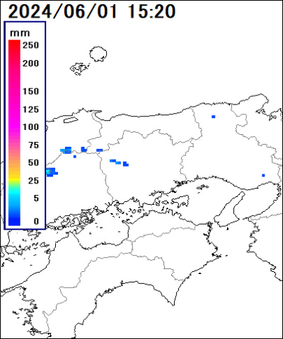 岡山県 北部の雨雲レーダー
