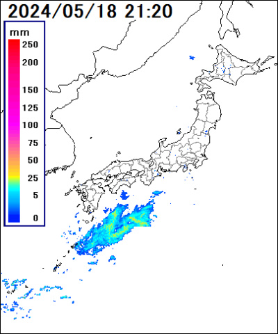 日本域の雨雲レーダー