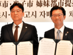 交流発展へ共同宣言 米子市と束草市姉妹都市提携 30周年祝い式典