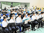 本番に向け合同練習 高校吹奏楽部と県警音楽隊 ねんりんピックはばたけ鳥取