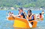 たらい激突 熱いレース 「香住ふるさとまつり」恒例