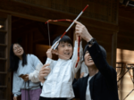 学校生活充実願い 鳥取・湯所神社 勧学祭と初弓式