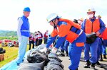 4年ぶりに県水防訓練 出水期備え、天神川などで