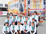 優勝作品ラッピング 書道甲子園 城北高でトラックお披露目