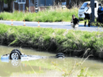川に車転落、男性意識不明 鳥取・福部、ガードレールなし