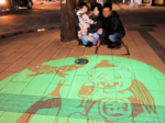 妖怪たちもクリスマス 境港・水木ロード 影絵8種現れる