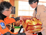 麒麟獅子舞に興味津々 浜坂北小 地域の伝統文化学ぶ