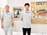 留学生と指導教員W受賞 米子市美術展 洋画部門の奨励賞