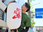 駅前通りのにぎわい期待 がいな祭のちょうちん設置進む