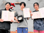 河上(鳥取城北高)優勝 金谷(鳥取西高)2位、林(鳥取県協会)3位 Sクライミング母恵夢カップ