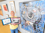 自由な心で見て、感じて 山居さん(村岡出身)絵画展 抽象画中心に18点