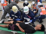 消火や乗客の救護などの流れ確認 美保飛行場で航空機事故想定した訓練